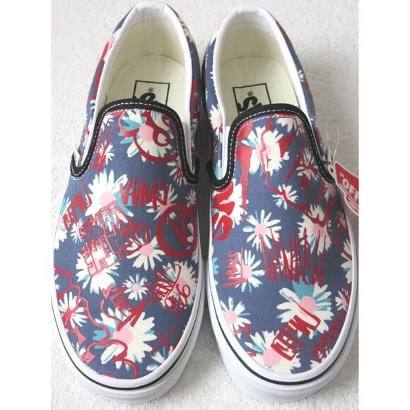 COPY - Vans Women's Classic Slip On  Vans Crew Floral Red Canvas Shoes Sizes NIB - Picture 1 of 5